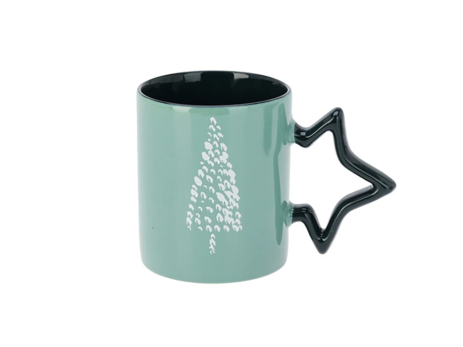 Mug de Noël avec anse en étoile en porcelaine blanche 380 ml 85x100 mm