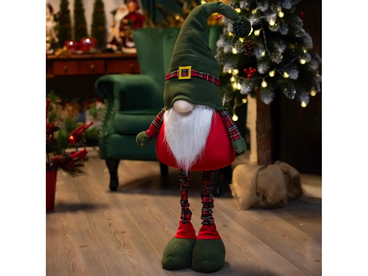 Kerstkabouter decoratief vilt rood 80-125x25 cm