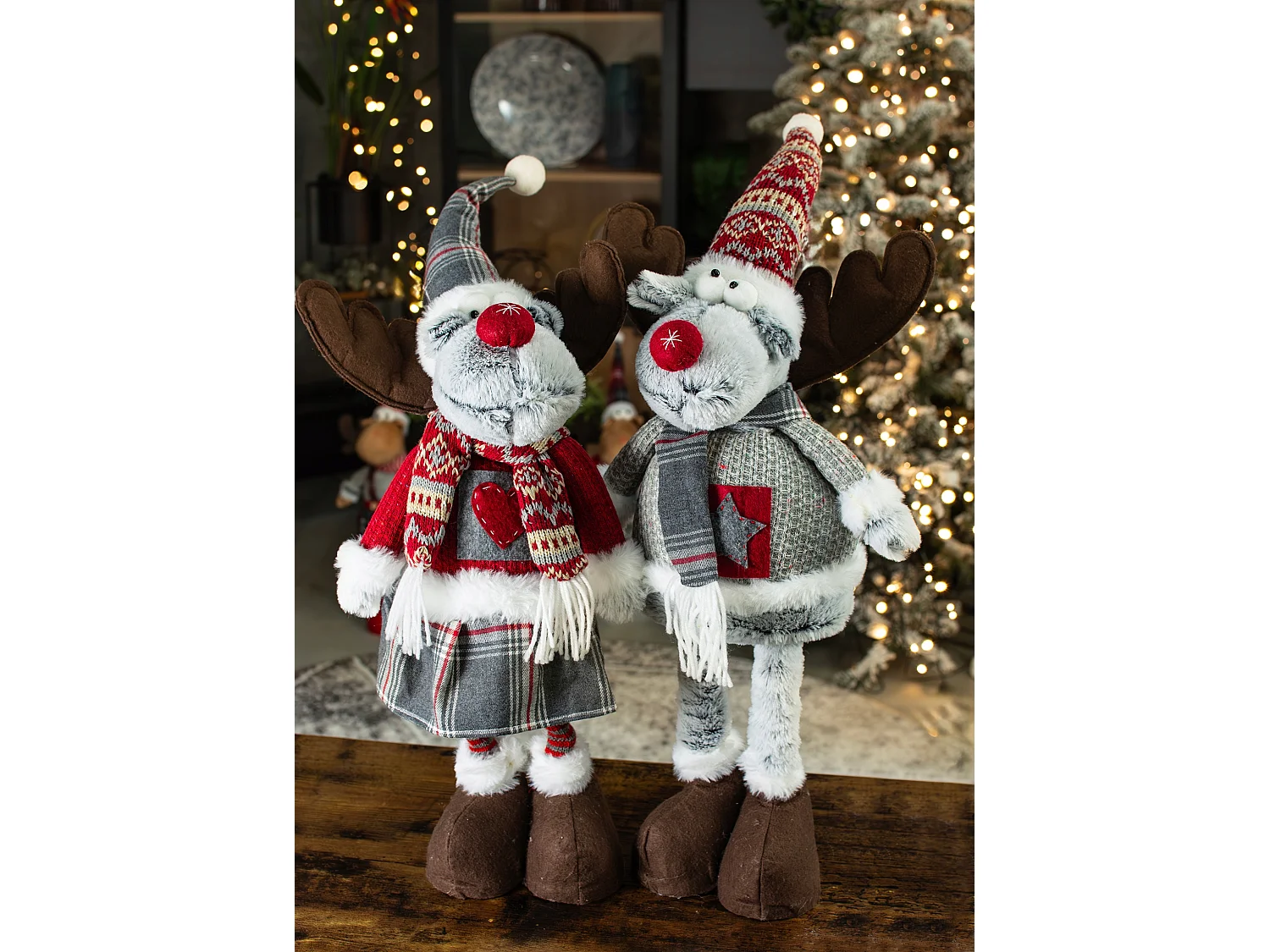 Grote kerstdecoratie rendier vilt bruin 60x21 cm