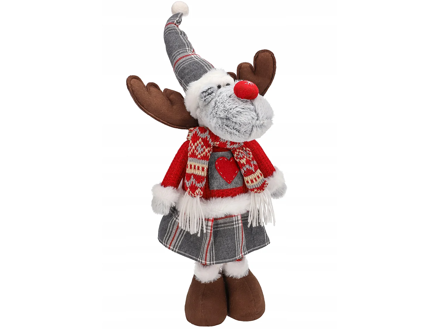 Grote kerstdecoratie rendier vilt bruin 60x21 cm