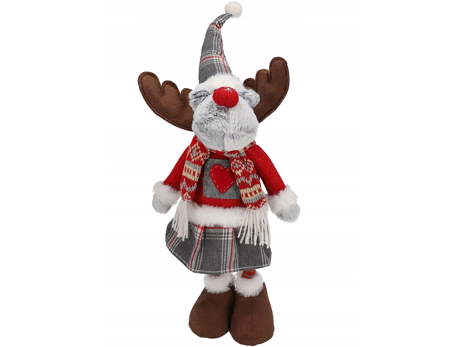 Grote kerstdecoratie rendier vilt bruin 60x21 cm