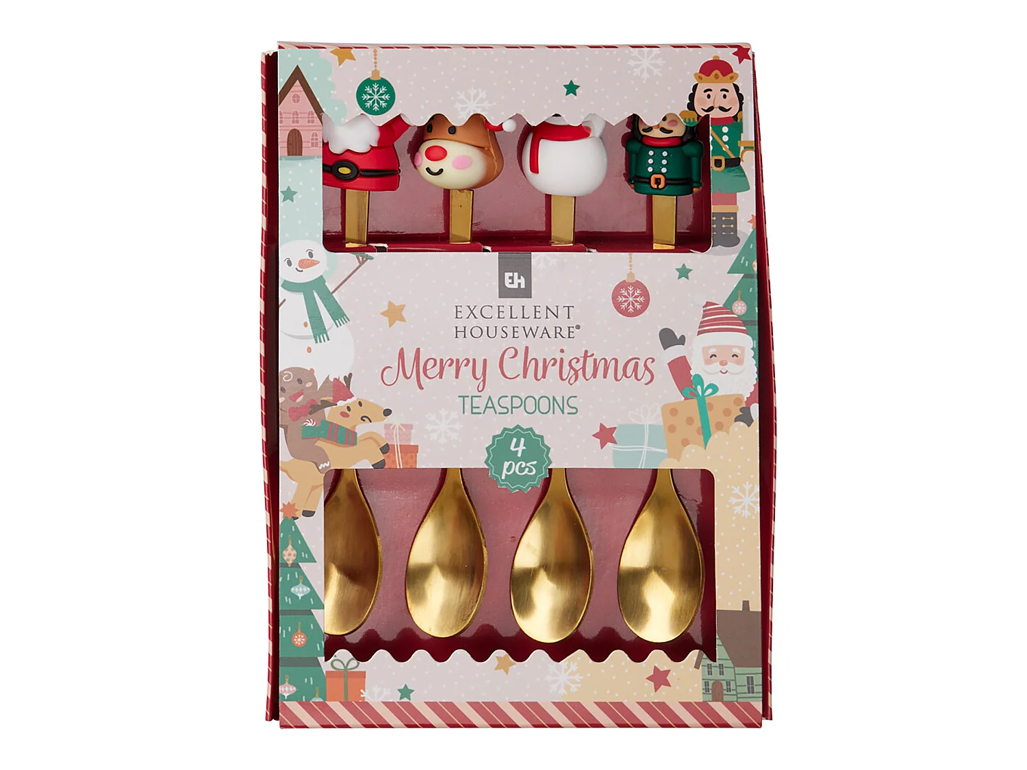 Cuillères de Noël de table, acier inoxydable, doré, 16 cm