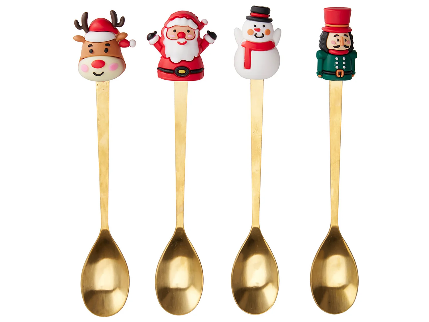 Cuillères de Noël de table, acier inoxydable, doré, 16 cm