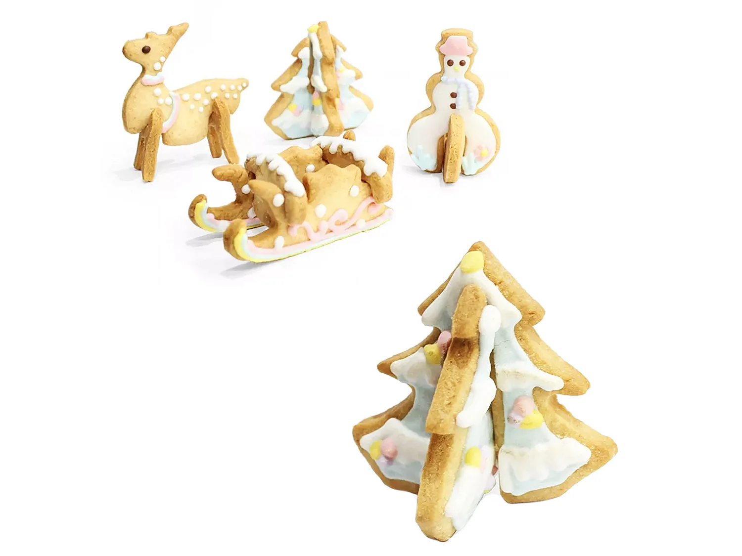 Emporte-pièces à biscuits 3D festifs en acier inoxydable argenté 8 pièces