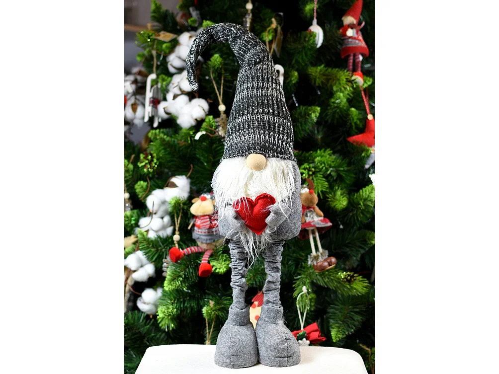 Kerstkabouter kerstman decoratie stof rood 65-96 cm, 14 cm