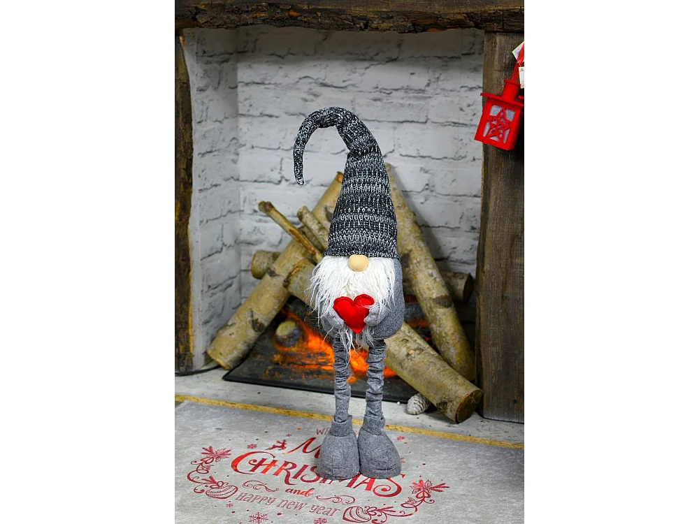 Kerstkabouter kerstman decoratie stof rood 65-96 cm, 14 cm