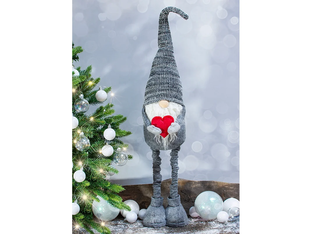 Kerstkabouter kerstman decoratie stof rood 65-96 cm, 14 cm