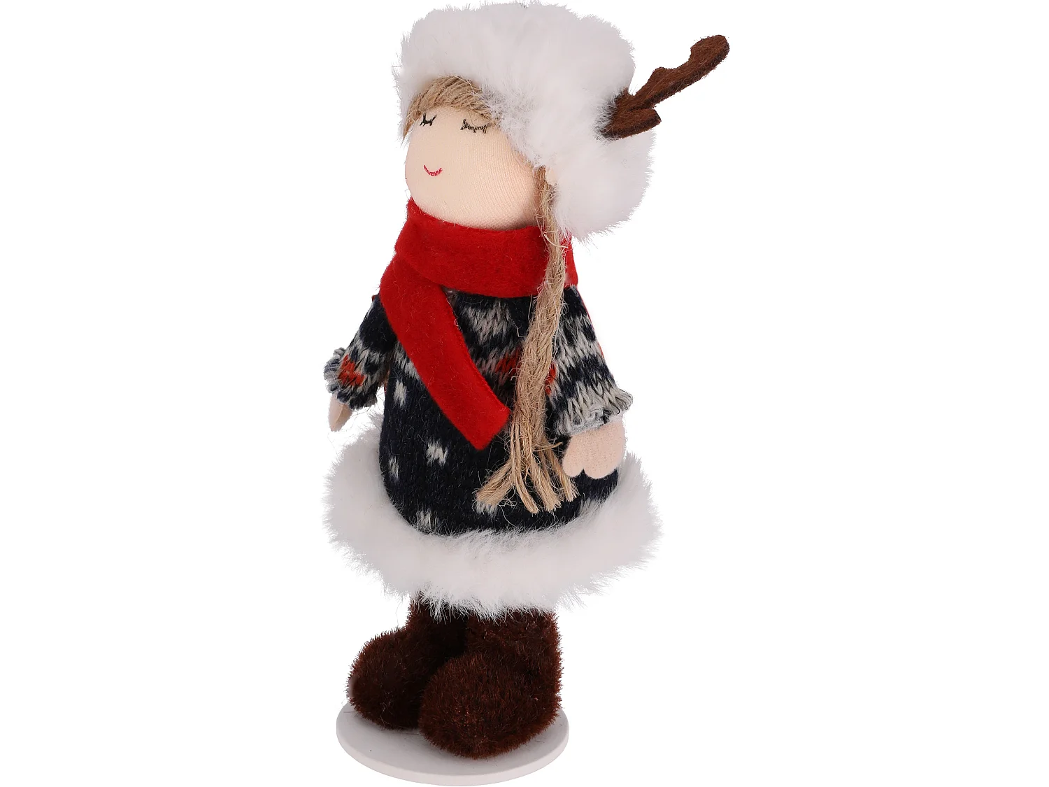 Figurine de lutin de Noël en tissu rouge 16x7 cm