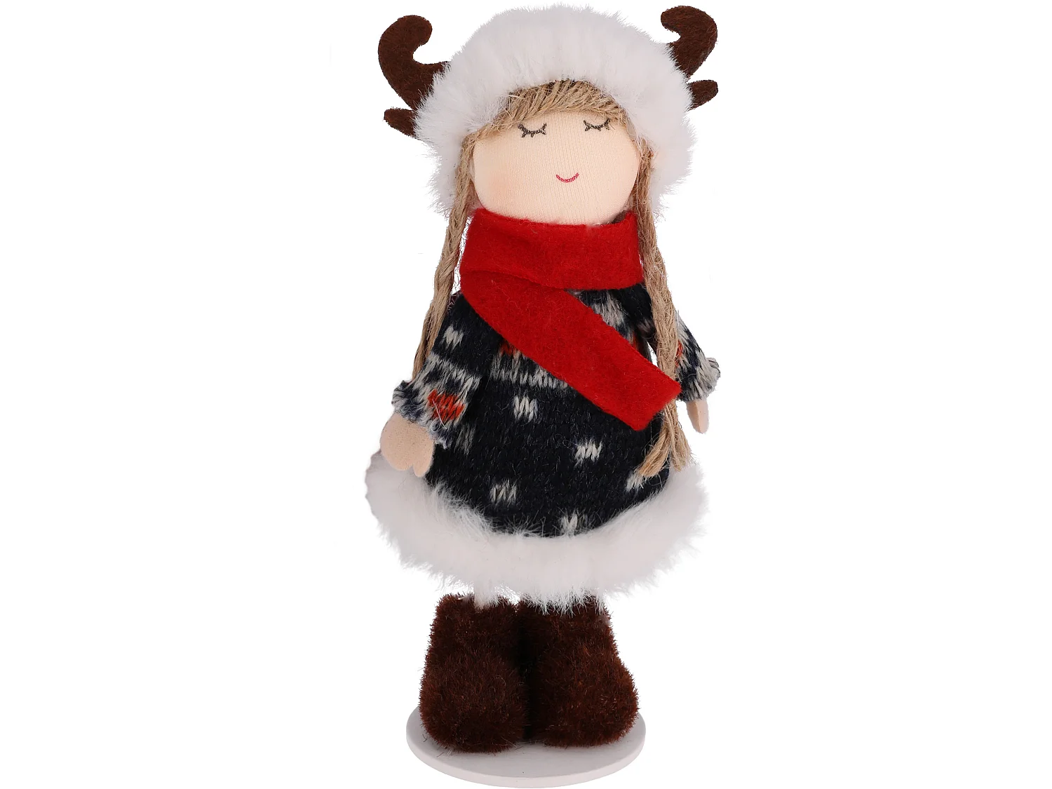 Figurine de lutin de Noël en tissu rouge 16x7 cm