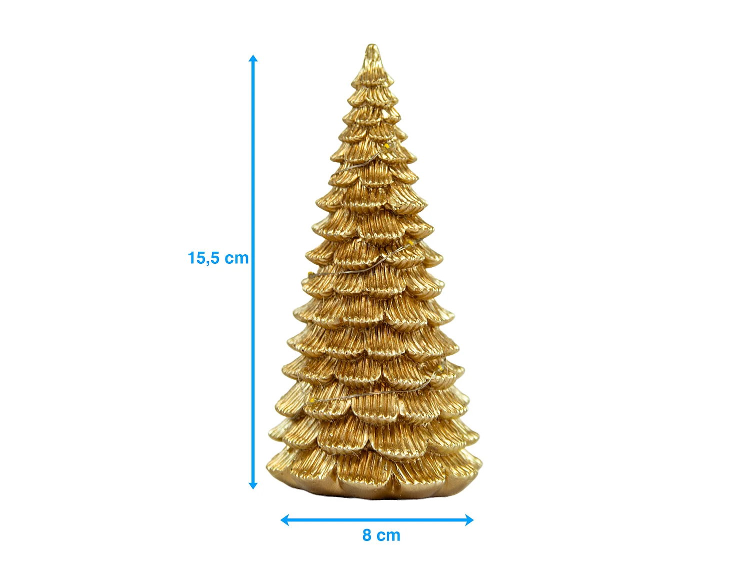 LED-Weihnachtsbaum Figur dekorativ Metallisch Gold 6,7x6,5x15,5 cm