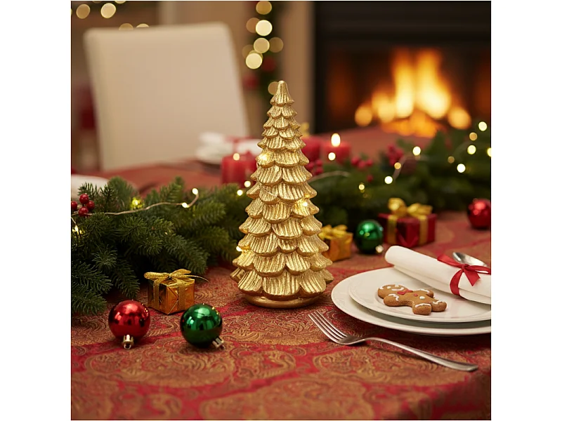 LED-Weihnachtsbaum Figur dekorativ Metallisch Gold 6,7x6,5x15,5 cm
