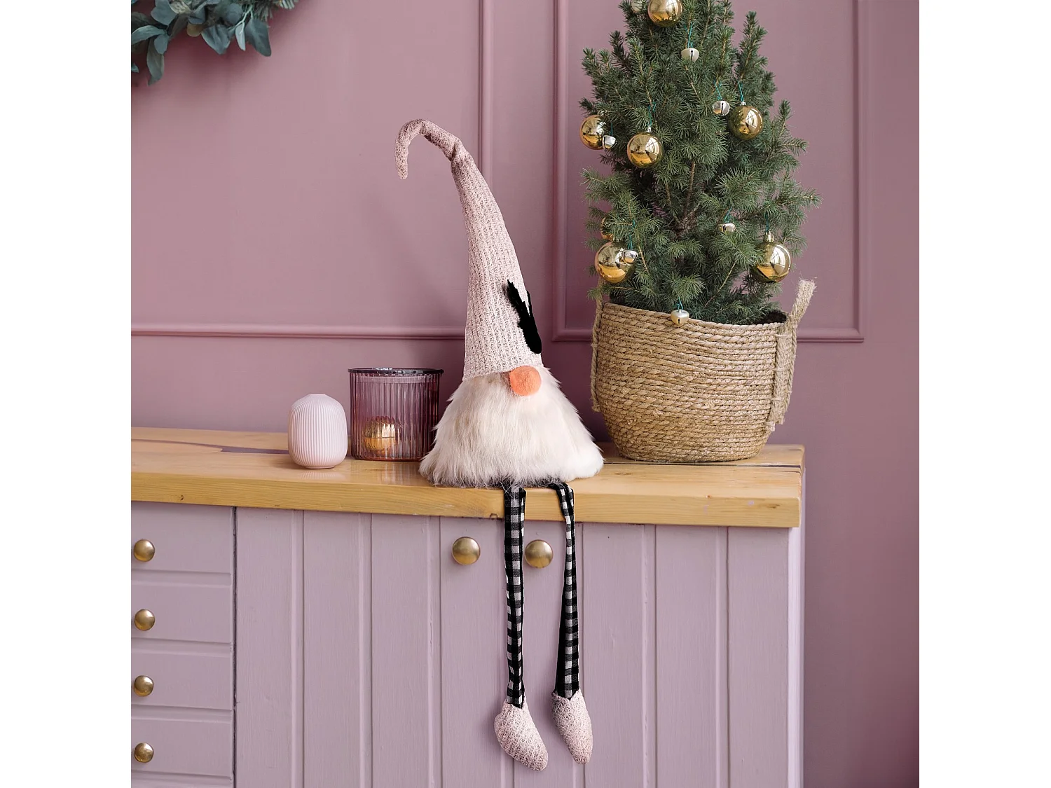 Kerstkabouter decoratief textiel rood 106 cm