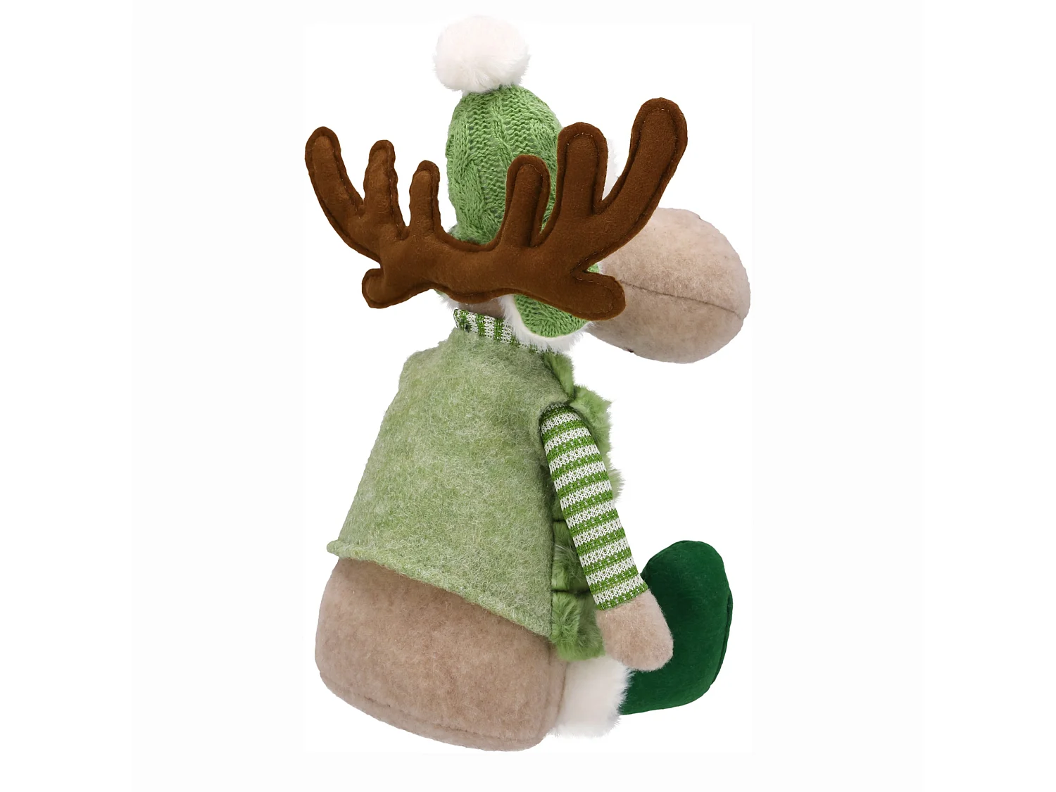 Décoration de Noël renne en peluche grand blanc 28x20 cm