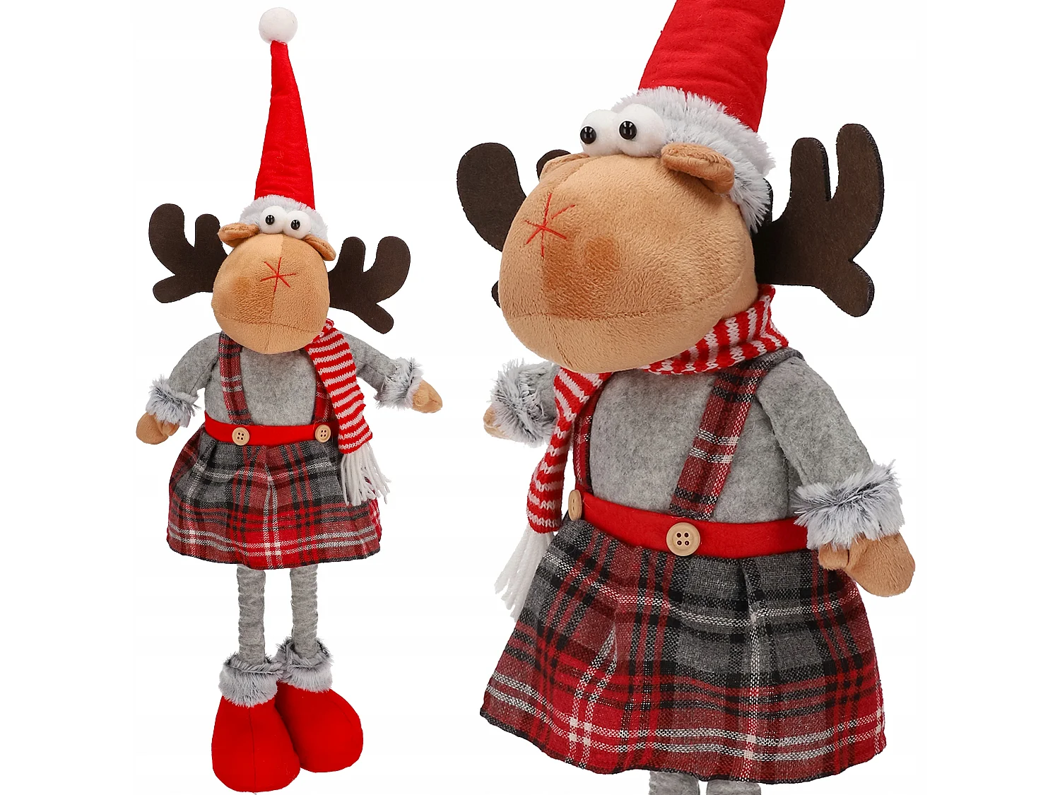 Kerstdecoratie rendier eland hout grijs 45-60 cm