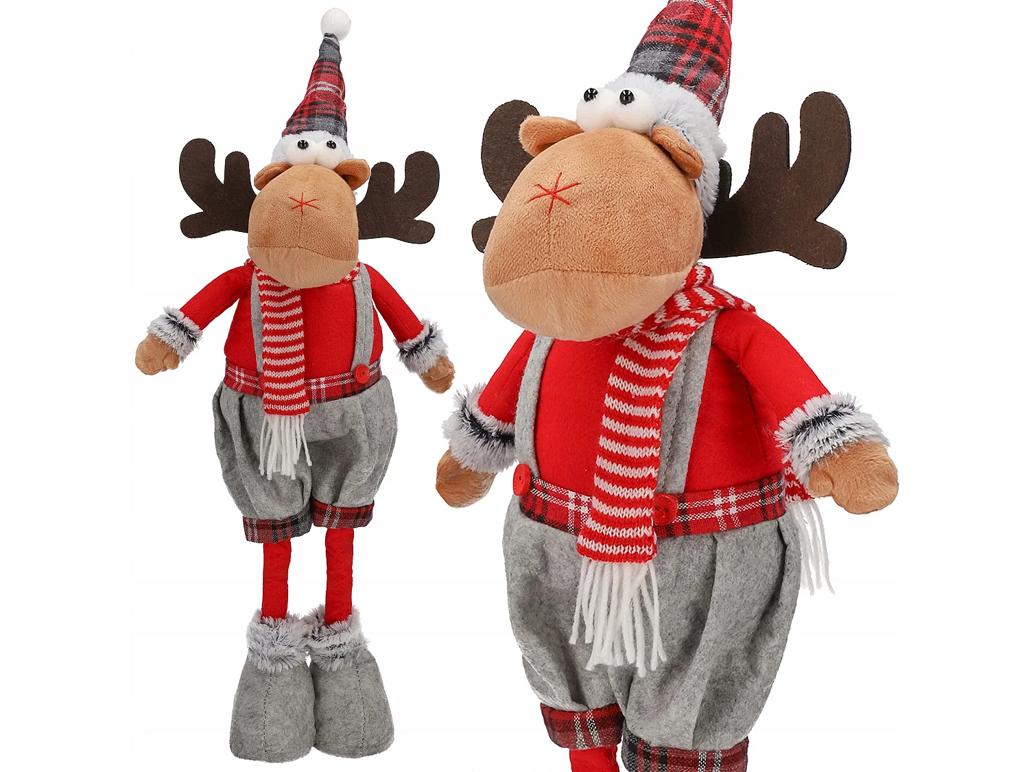 Kerstdecoratie rendier eland hout grijs 45-60 cm