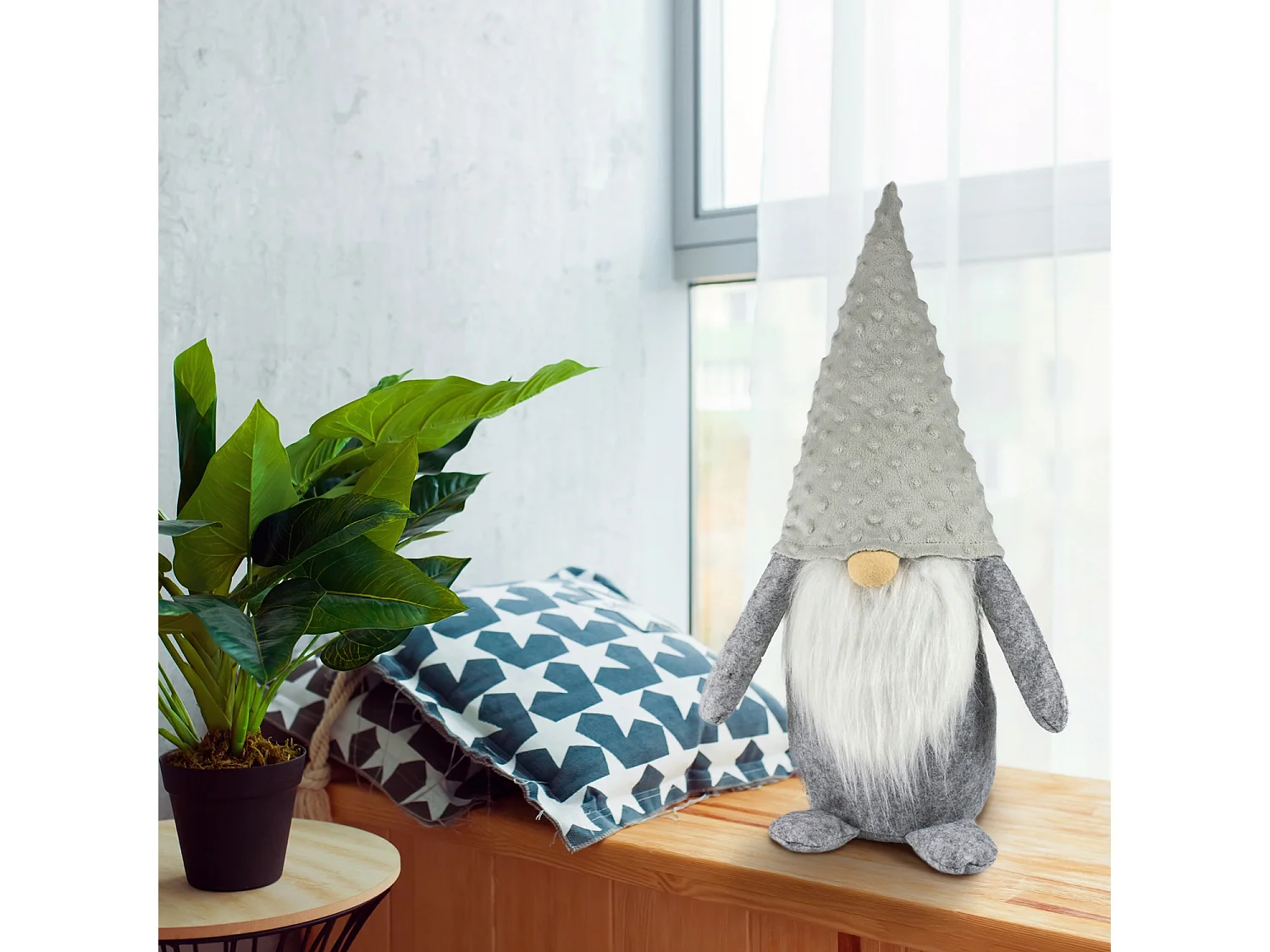 Feestelijke kabouter decoratief grijs 53 cm