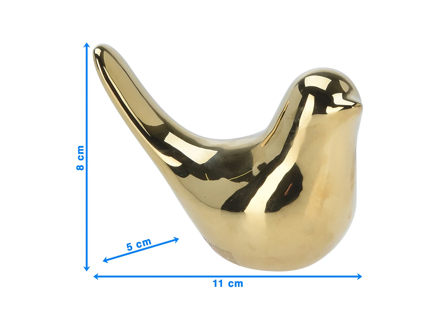 Figurine décorative oiseau en résine polyresin dorée 11x5x8 cm