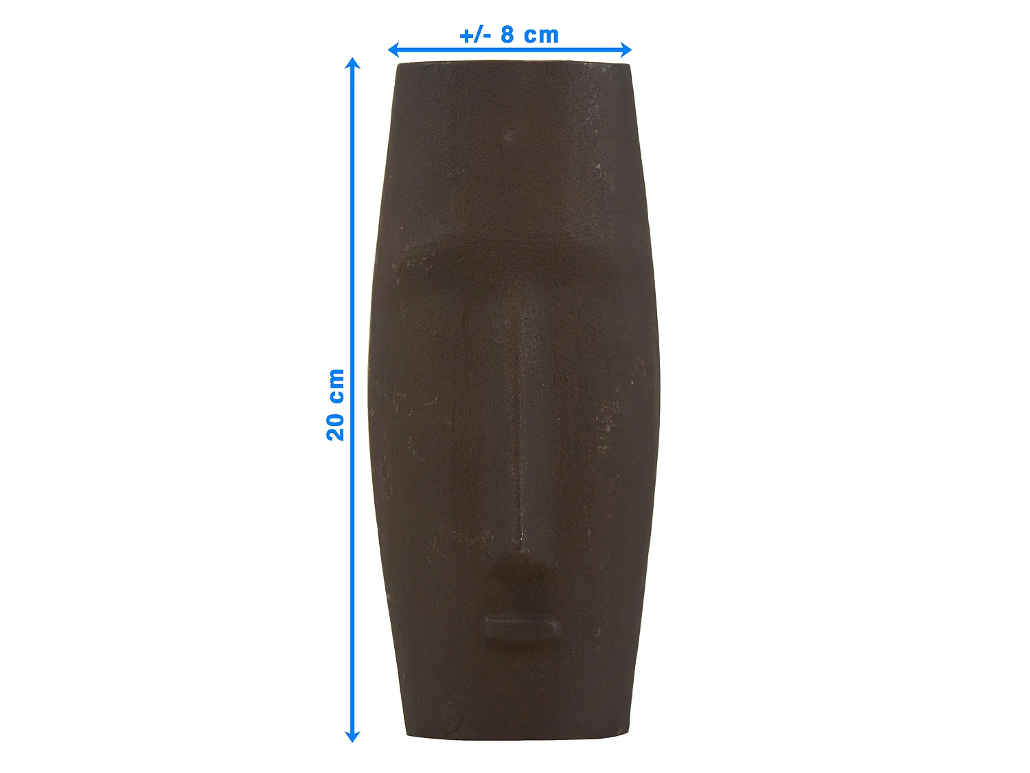 Vase décoratif en aluminium motif visage brun 8x20 cm