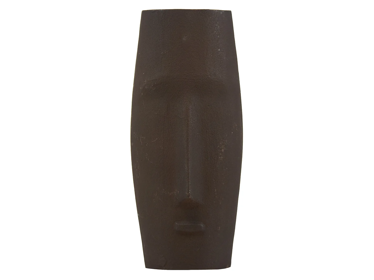 Vase décoratif en aluminium motif visage brun 8x20 cm