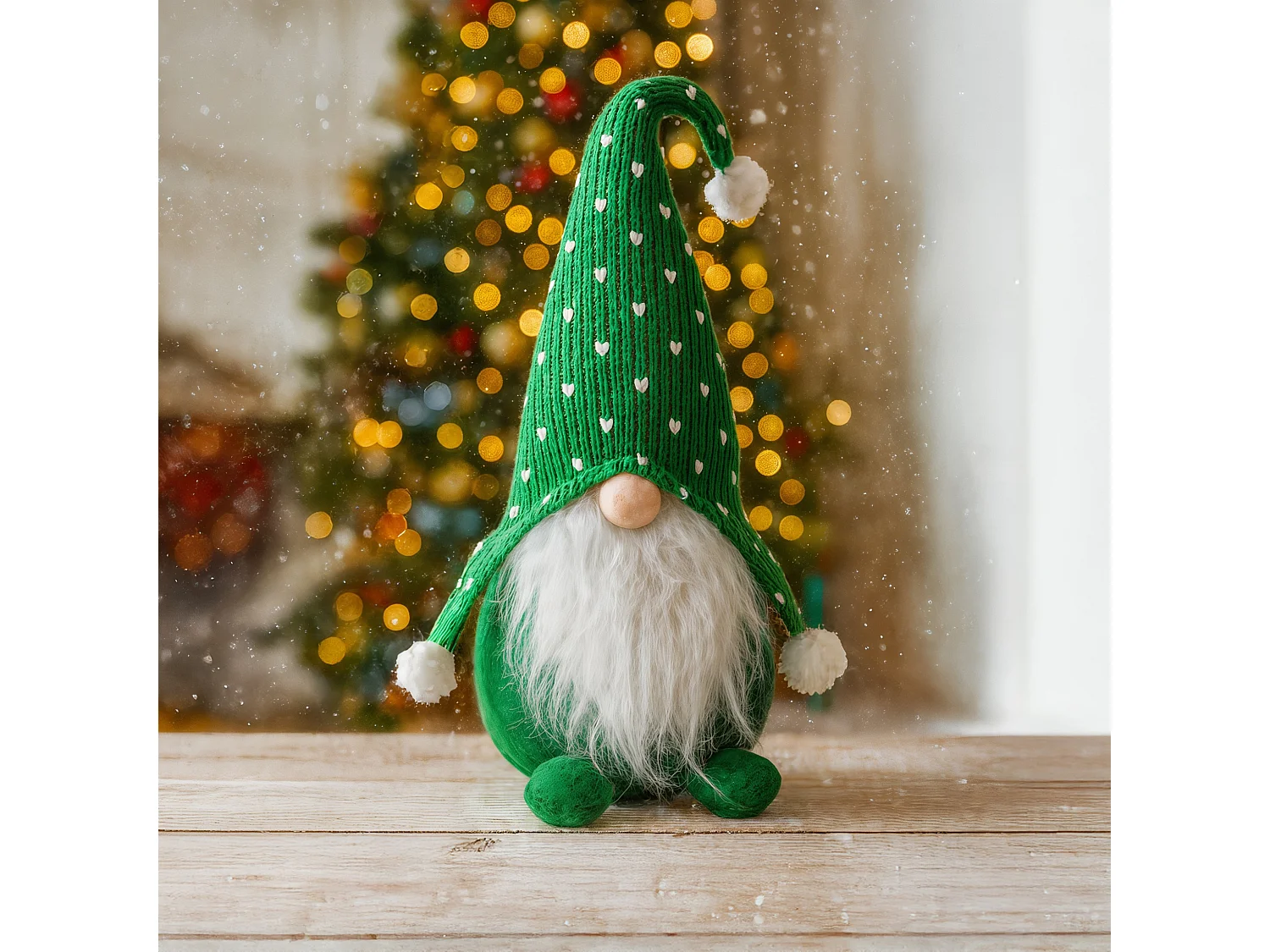 Lutin de Noël décoratif en tissu blanc 33x16 cm