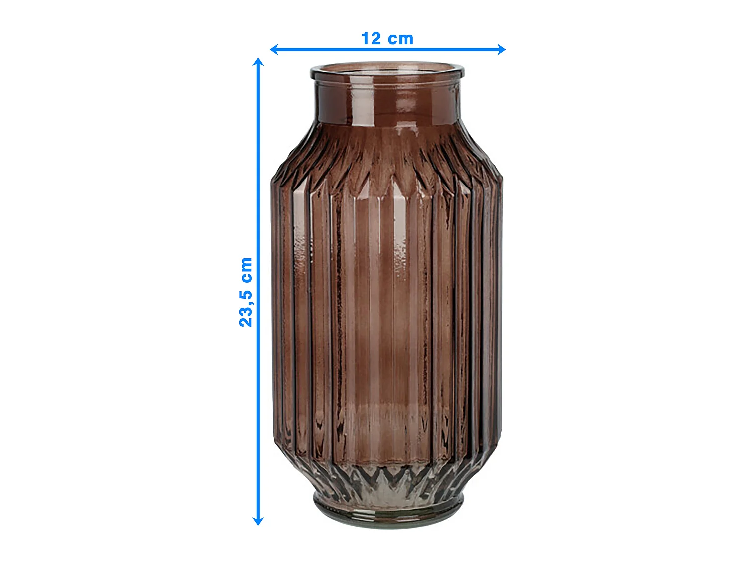 Vaso decorativo alto in vetro trasparente cilindrico 23,5 cm