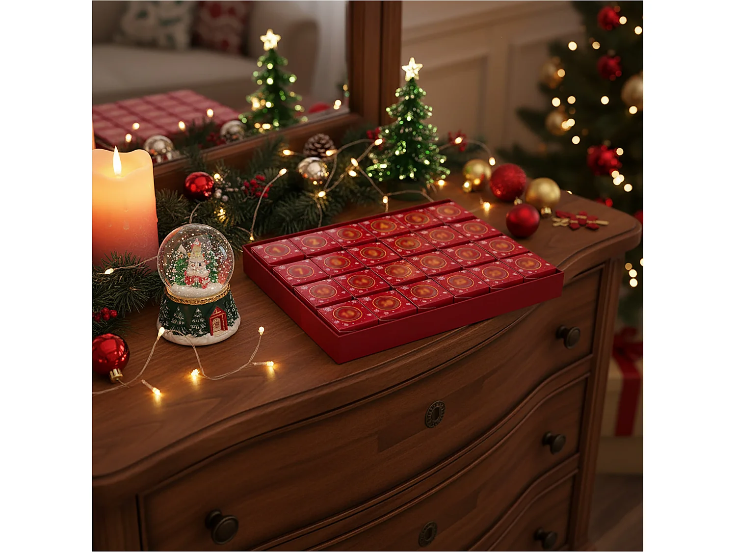 Adventskalender puzzel kerstcadeau 1008 stukjes kunststof rood 70x50 cm