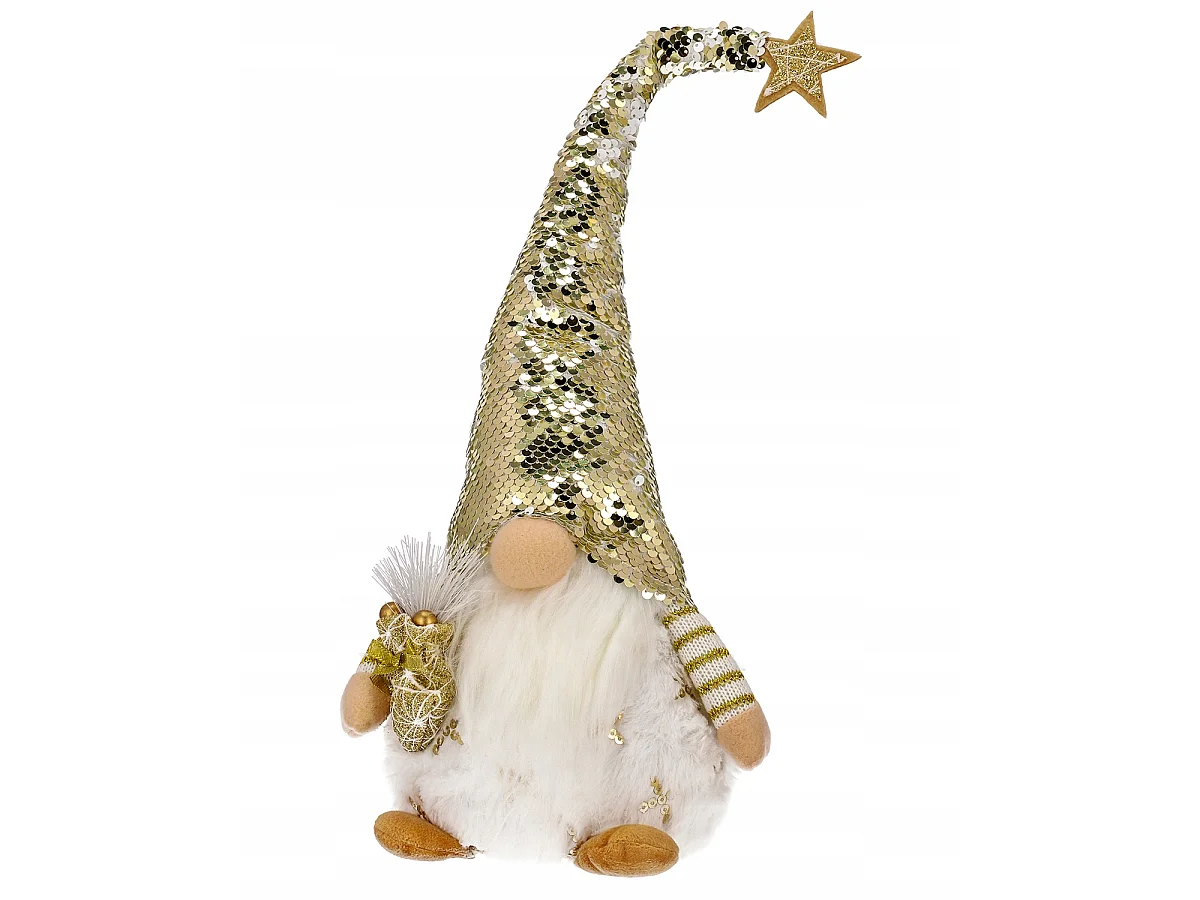 Kerstkabouter kerstgnome met lichtstof wit 47x18 cm