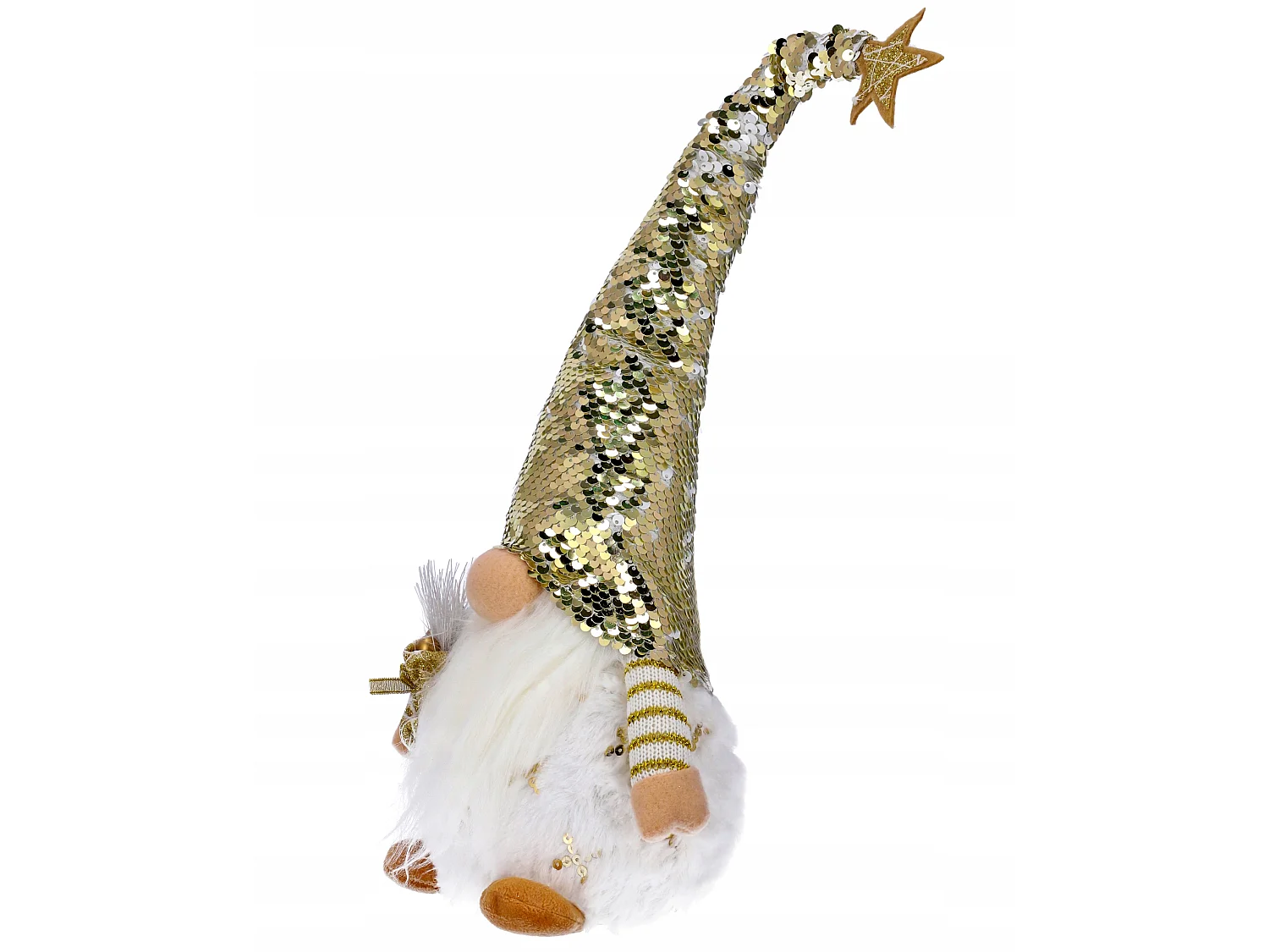 Kerstkabouter kerstgnome met lichtstof wit 47x18 cm