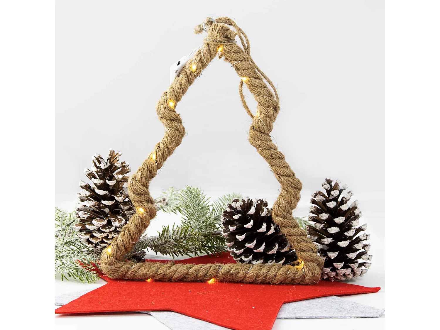 Weihnachtsdeko LED Fensterhänger Jutenschnur braun 23,5x27,3x1,5 cm