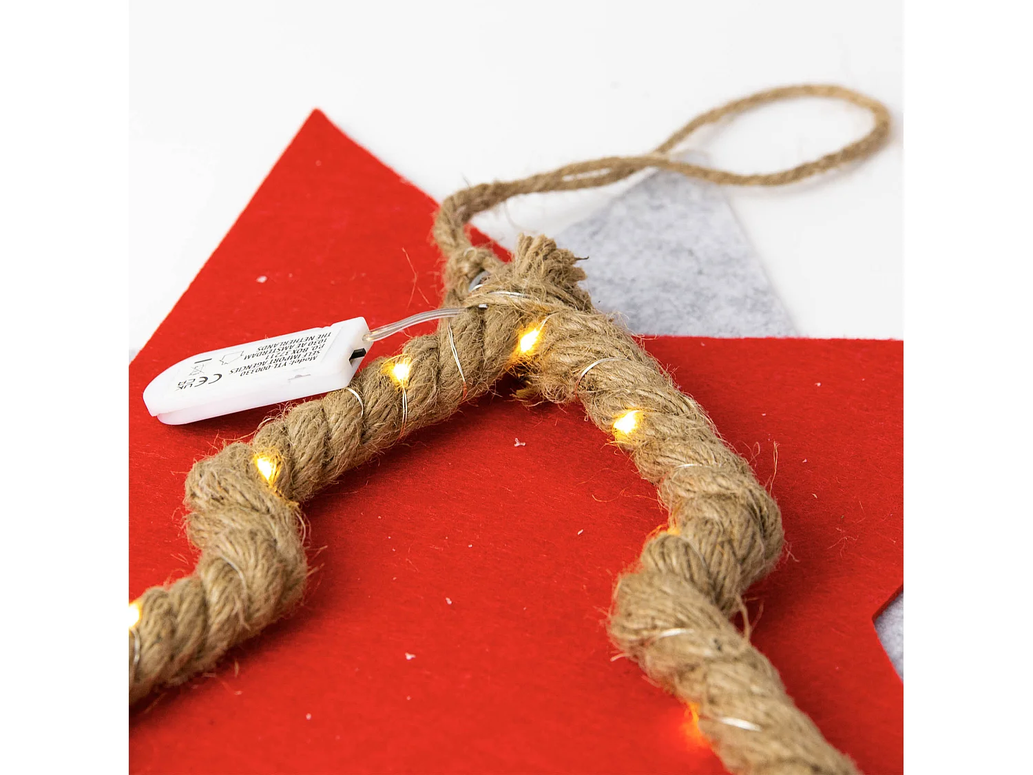 Weihnachtsdeko LED Fensterhänger Jutenschnur braun 23,5x27,3x1,5 cm