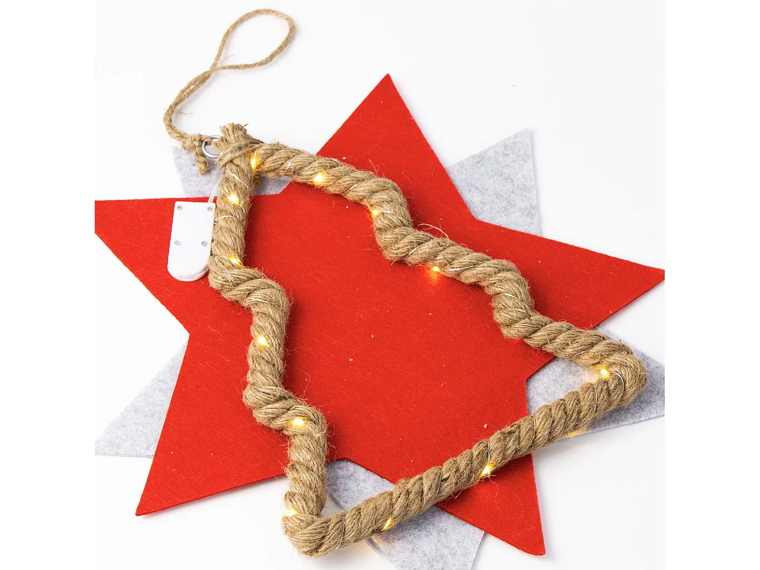 Weihnachtsdeko LED Fensterhänger Jutenschnur braun 23,5x27,3x1,5 cm