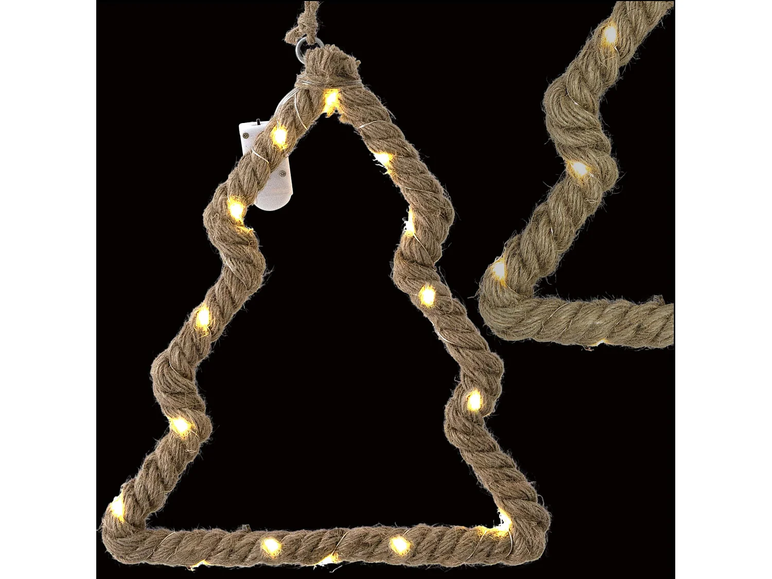 Weihnachtsdeko LED Fensterhänger Jutenschnur braun 23,5x27,3x1,5 cm