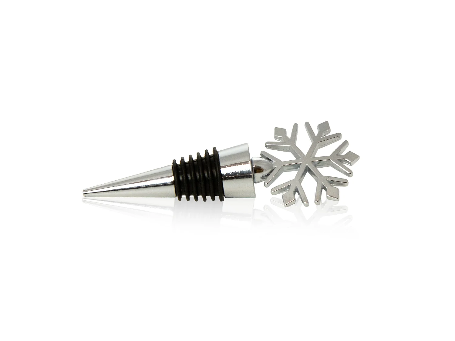 Wijnkurkentrekker set feestelijk rendier aluminium zilver 16x11x2,5 cm