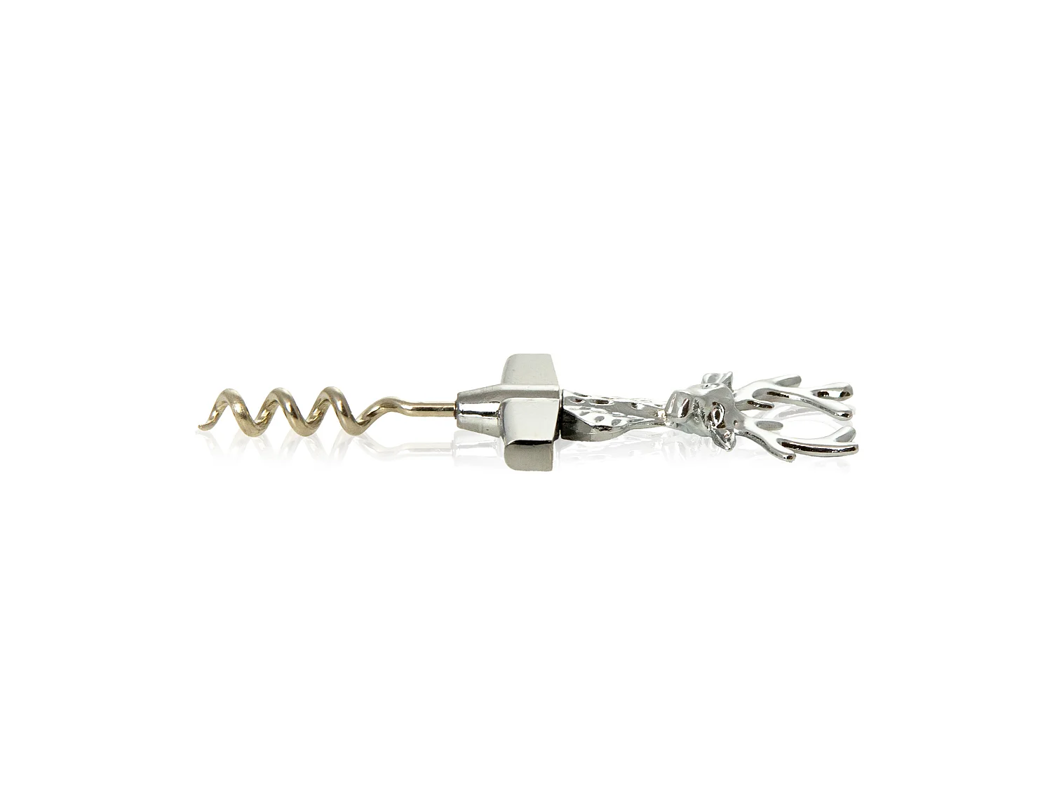 Wijnkurkentrekker set feestelijk rendier aluminium zilver 16x11x2,5 cm