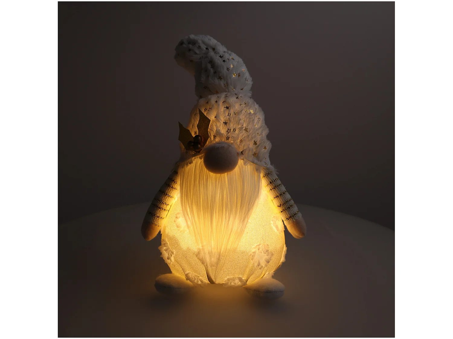 Skrzat de Noël lumineux en tissu blanc 45x16 cm