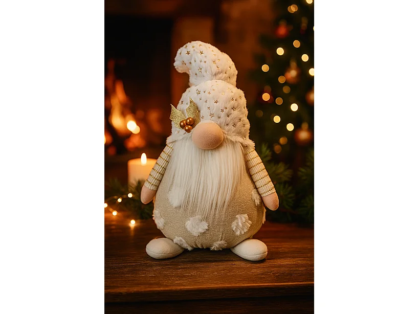 Skrzat de Noël lumineux en tissu blanc 45x16 cm
