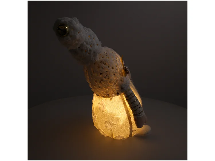 Skrzat de Noël lumineux en tissu blanc 45x16 cm