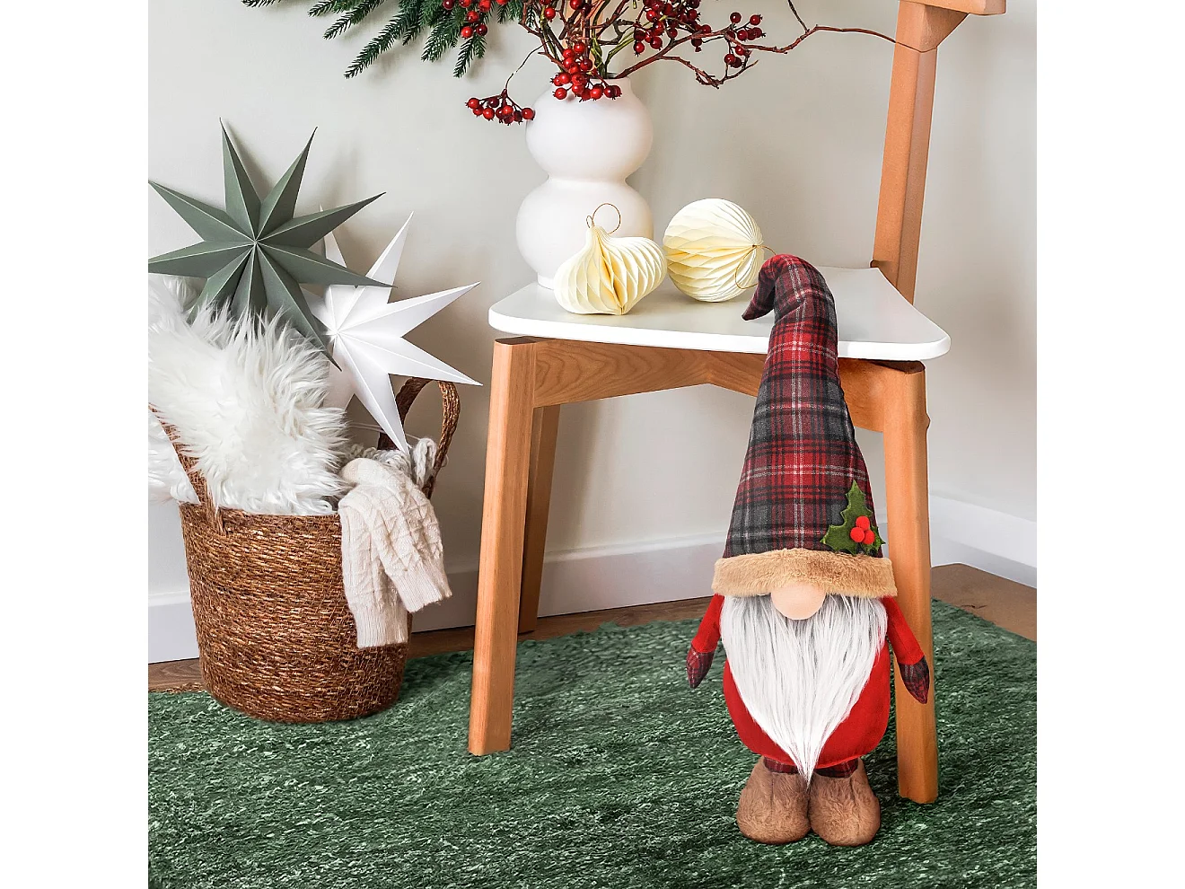 Kerstkabouter decoratief textiel rood 70x25 cm