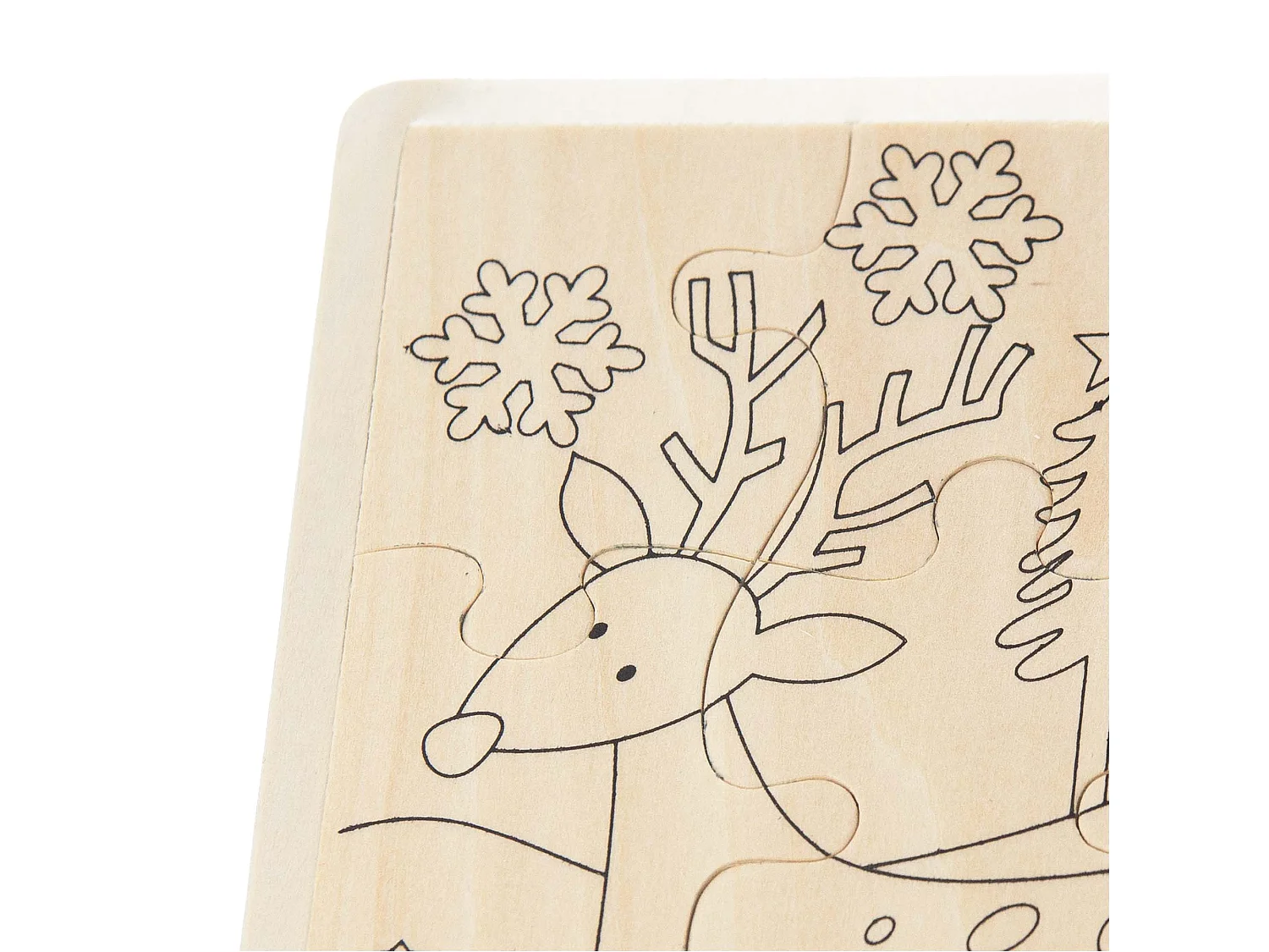 Houten schilderset kerst rendier naturel hout 15x20 cm