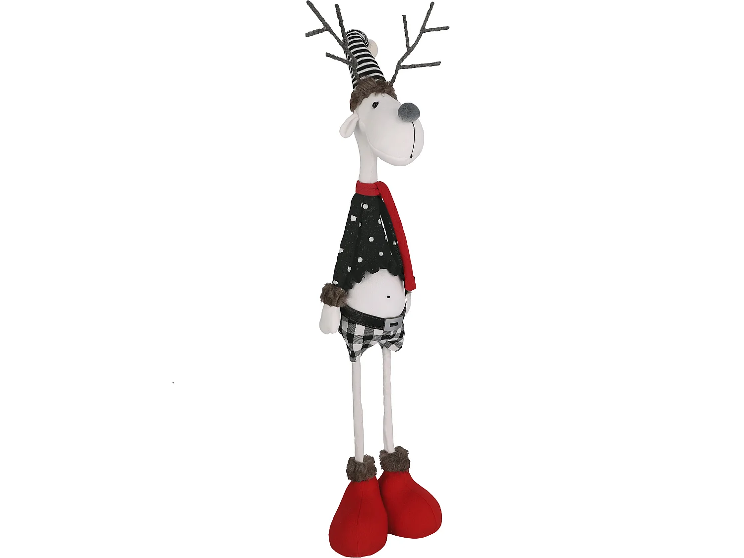 Décoration de Noël renne lutin en tissu gris 93x20x43 cm