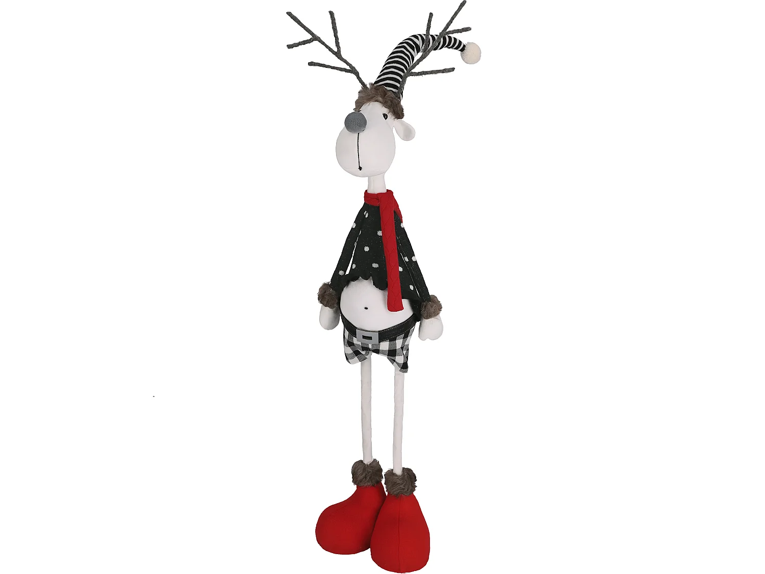 Décoration de Noël renne lutin en tissu gris 93x20x43 cm