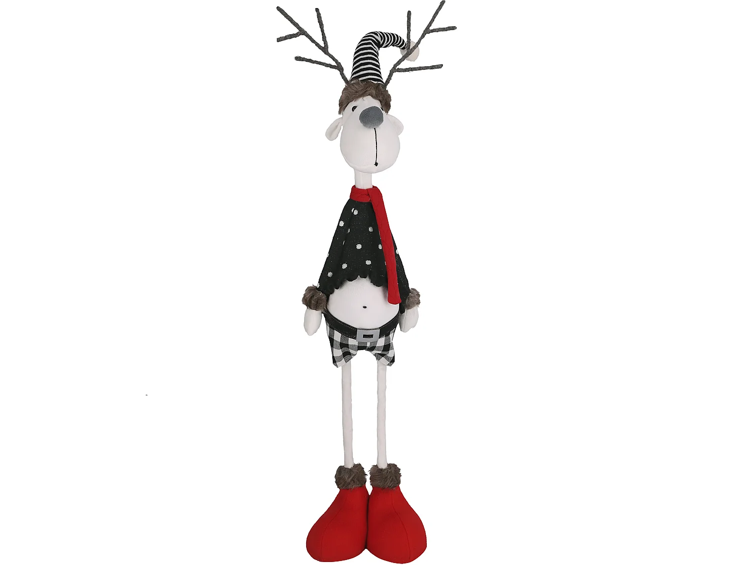 Décoration de Noël renne lutin en tissu gris 93x20x43 cm