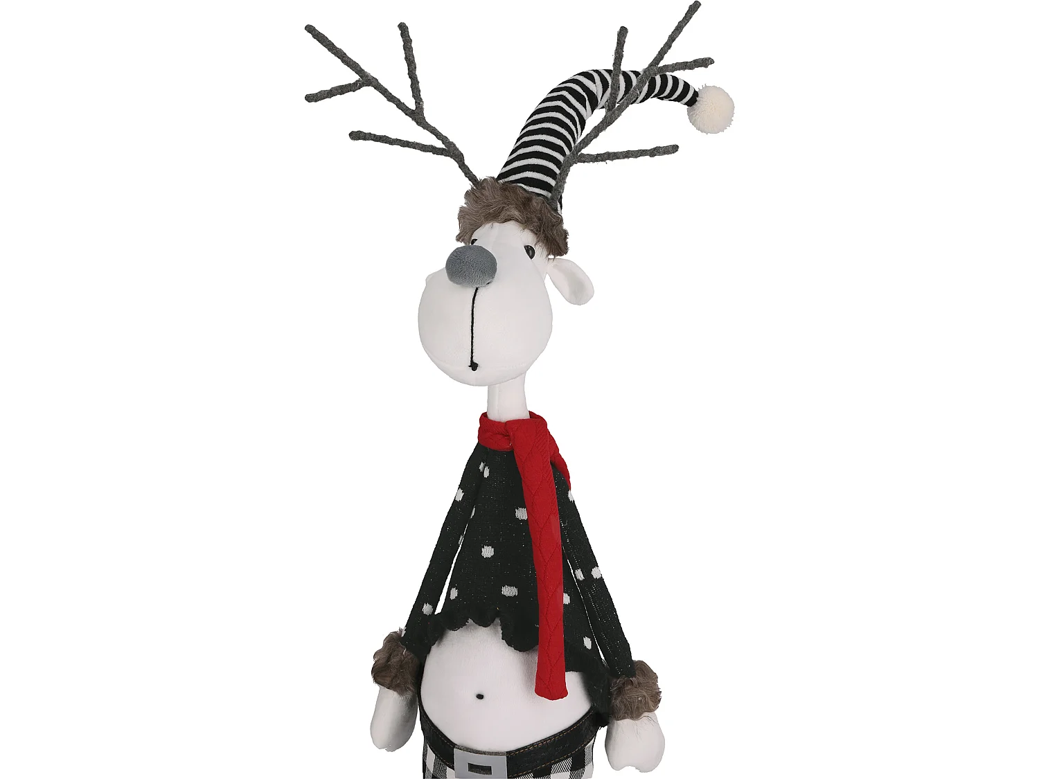 Décoration de Noël renne lutin en tissu gris 93x20x43 cm