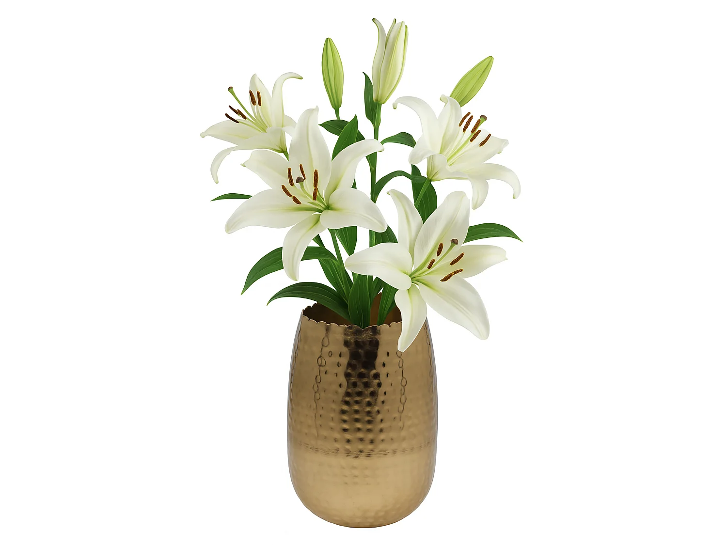 Vaso decorativo in metallo martellato oro opaco 18x18x29,5 cm