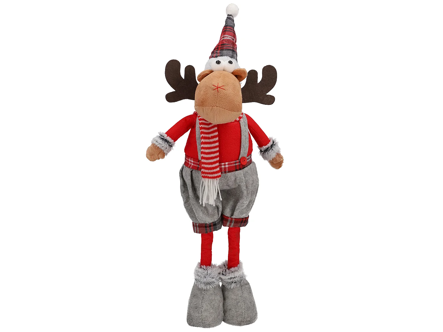 Grote kerstdecoratie rendier figuur vilt rood 60x19 cm