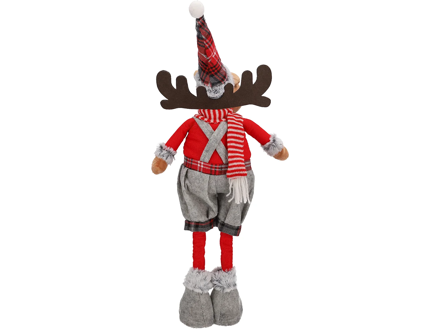 Grote kerstdecoratie rendier figuur vilt rood 60x19 cm