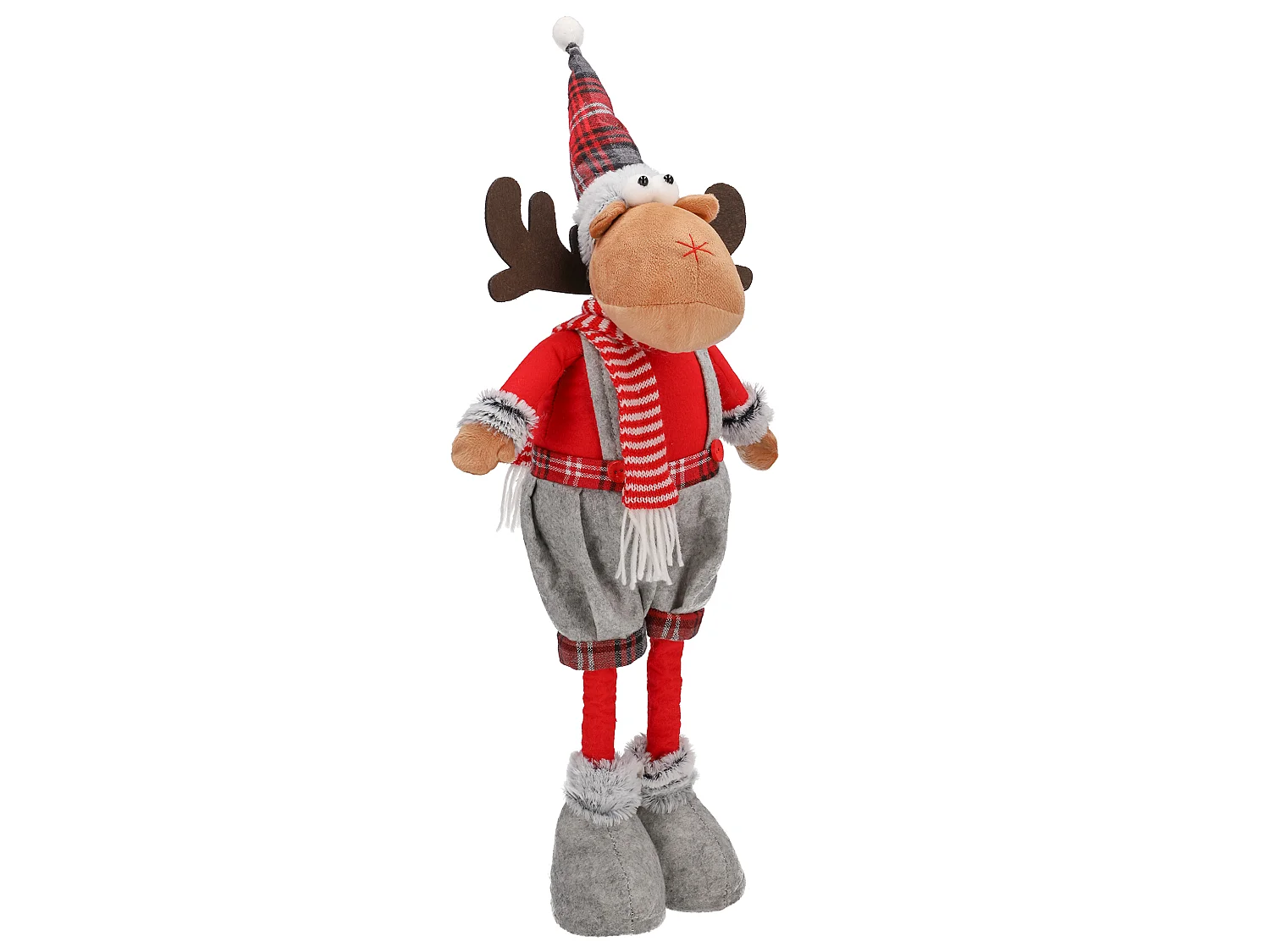 Grote kerstdecoratie rendier figuur vilt rood 60x19 cm