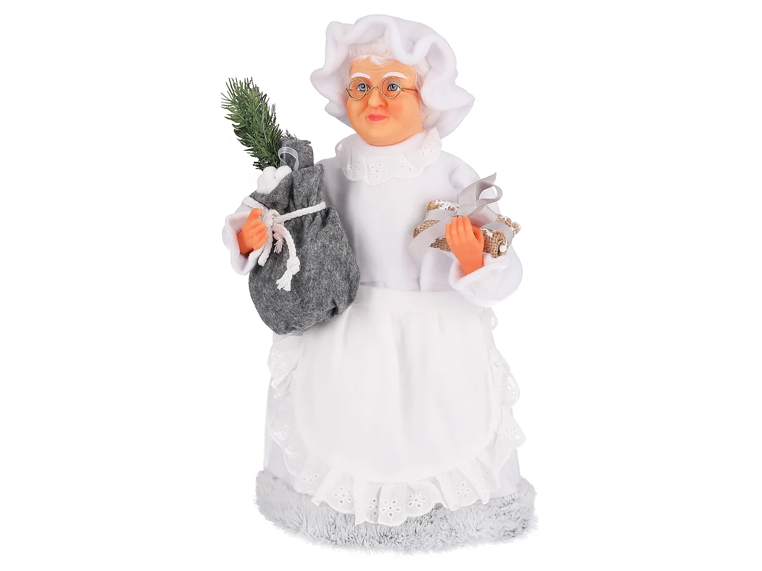 Kerstfiguur Kerstvrouw Scandinavisch kunststof wit 40x20 cm