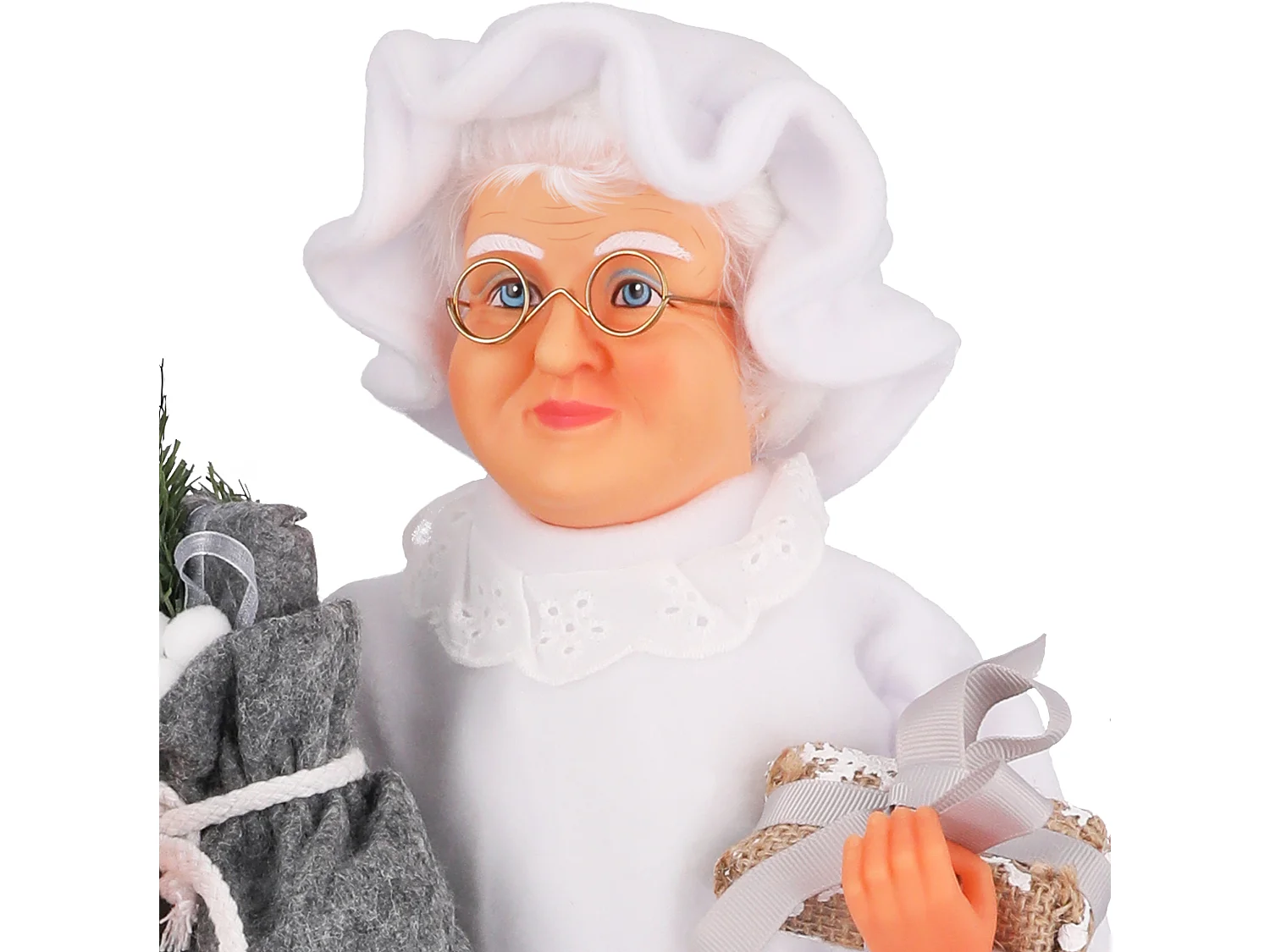 Kerstfiguur Kerstvrouw Scandinavisch kunststof wit 40x20 cm