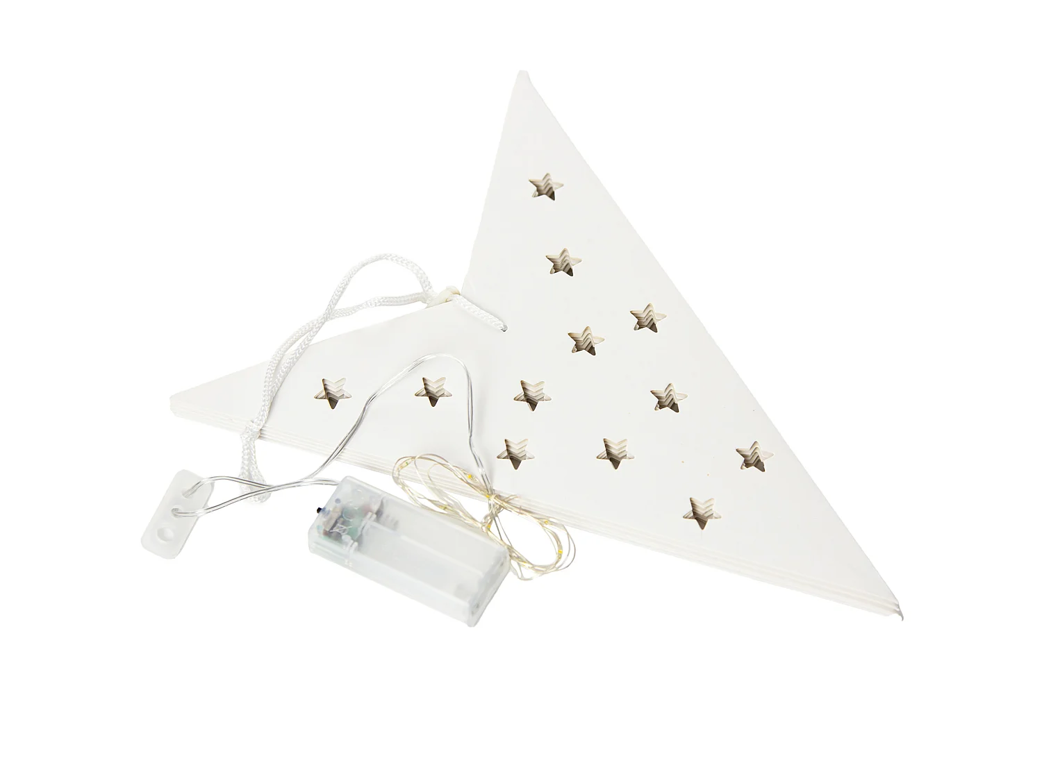 Papieren kerstster hangdecoratie LED op batterijen wit 60 cm